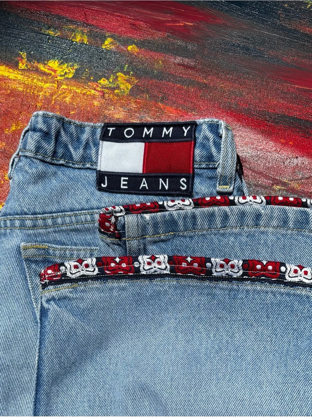 Tommy Hilfiger Light Wash Bootcut Women's Jeans Mended.